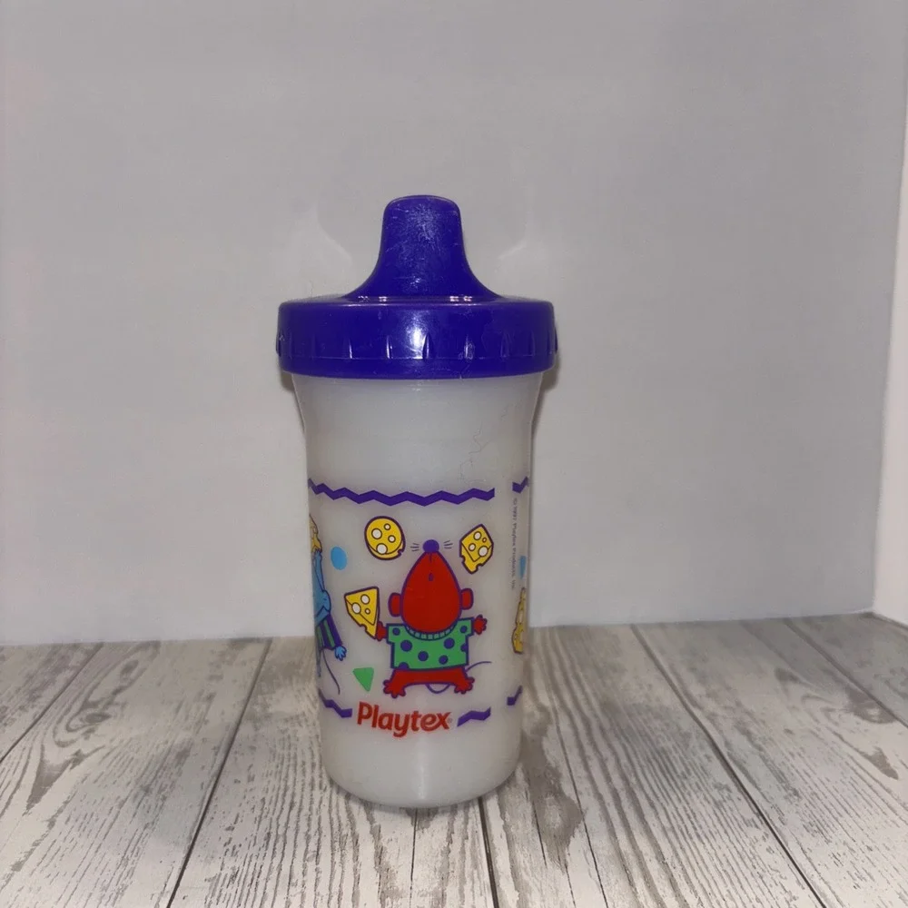 HTF Vintage Playtex Plastic Sippy Cup Mice Mouse 1997 with Valve